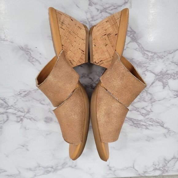 Korks Kork-Ease Slip Sandals Beige Metallic Sheen Tan Comfort Neutral Wedge - Picture 5 of 10
